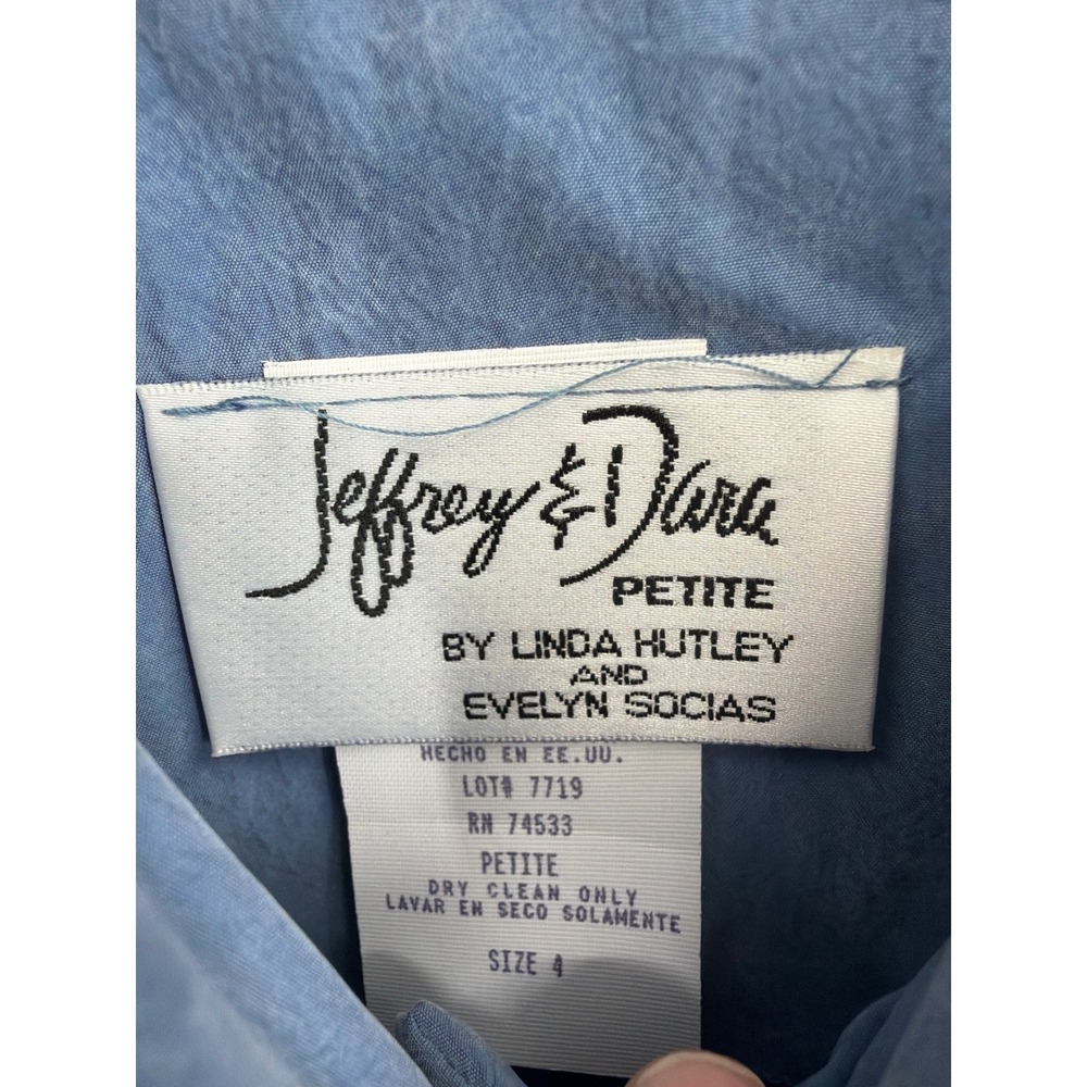 Jeffrey & Dara‎ Petite Blue 2 Piece Set Jacket Pants Rayon Size 4 Vintage - Picture 12 of 13
